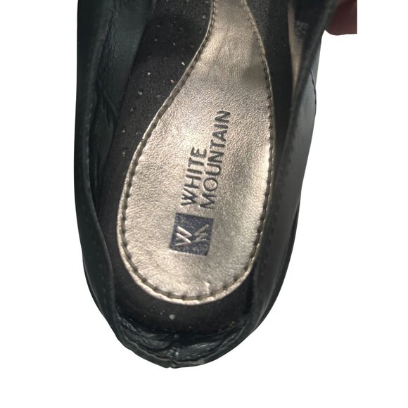 White Mountain Womens Black Leather Peep-Toe Mary Jane Wedges 8.5M - Picture 5 of 8